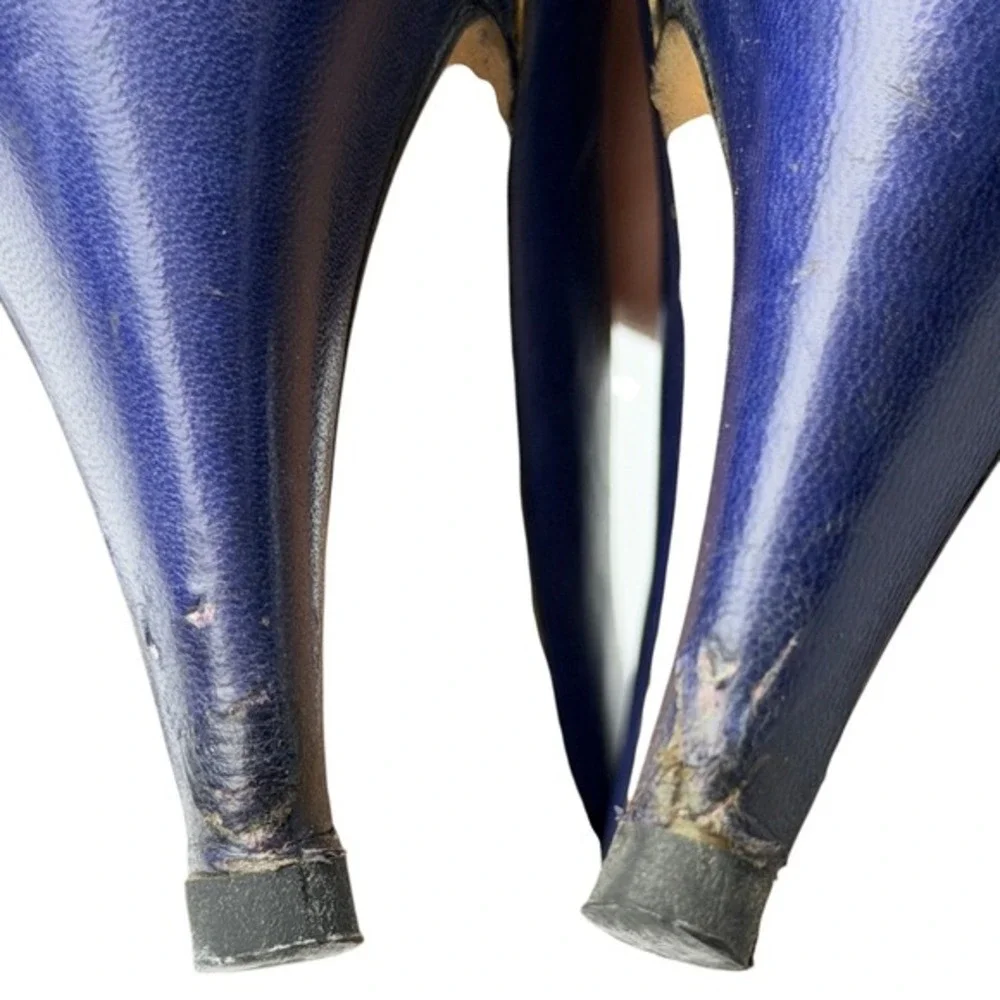 Gucci Viola Purple Leather Pointed Toe Heels Sz 38 Designer Made in Italy w/ Box